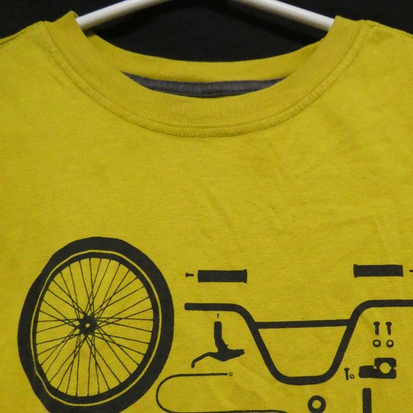 GAP KIDS, mustard graphic T-Shirt, bicycle parts design, small 6-7 years, EUC - Picture 4 of 11
